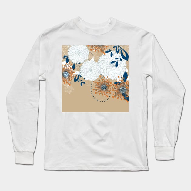 Asian-Inspired Chrysanthemum 4 Long Sleeve T-Shirt by Makanahele